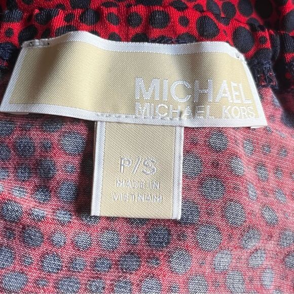 Michael Michael Kors red with navy blue polka dot peasant style blouse Size S - Picture 9 of 13